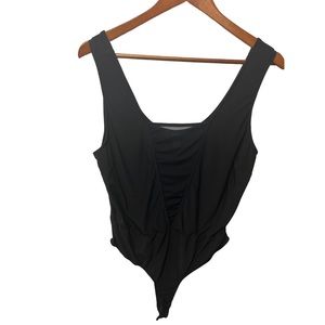 FOREVER 21 BLACK SHEER LACE DEEP PLUNGE DETAIL BODYSUIT SIZE 2X